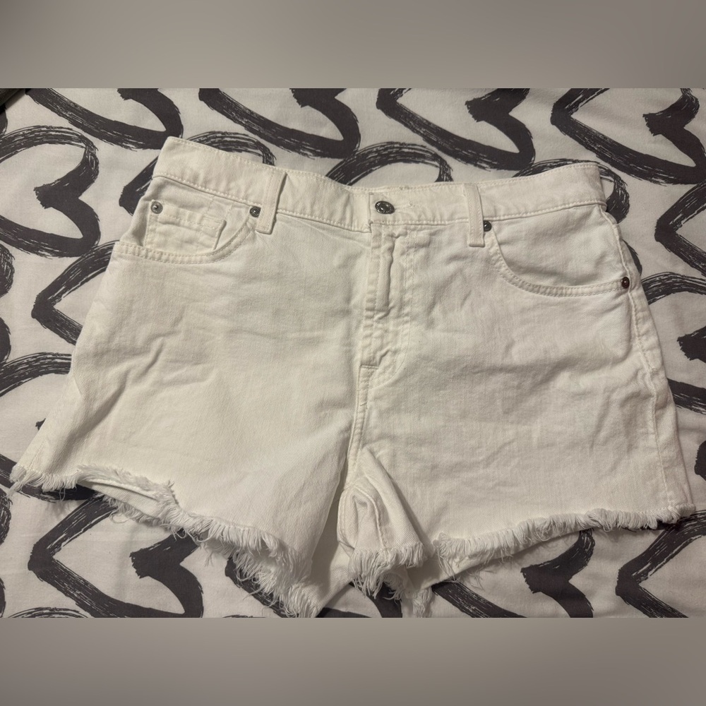 7 For All Mankind White Cutoff Jean Shorts